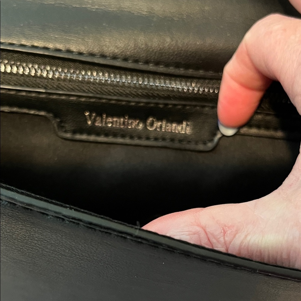 NWT Valentino Orlandi Black Quilted Vegan Leather Adjustable Crossbody Strap - Picture 9 of 14